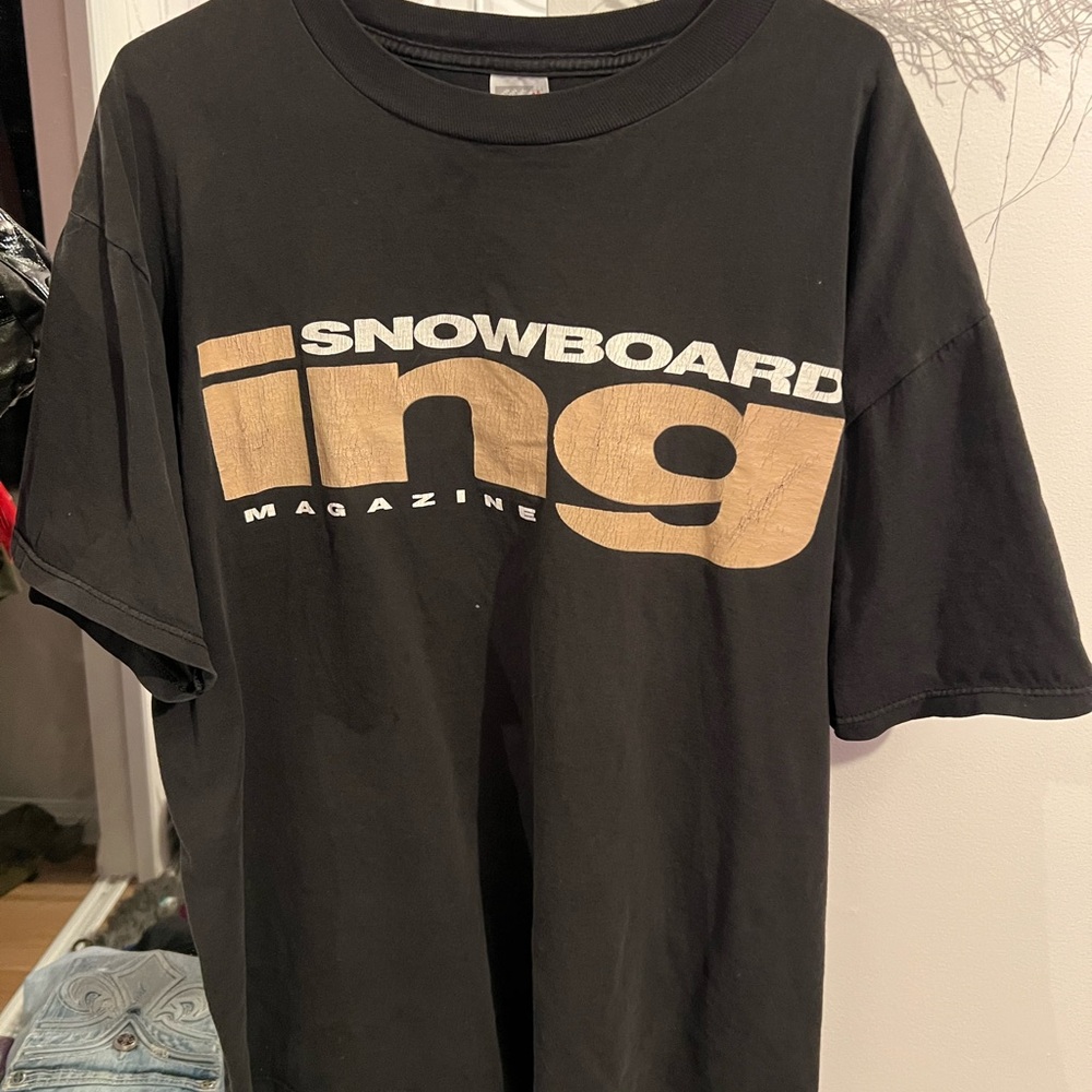 Vintage Jerzees Snowboarding Magazine Black and Tan T-Shirt